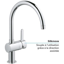 GROHE Robinet de cuisine évier Flair, zone rotation 360°, installation et nettoyage facile, conduit sans plomb et nickel, 3245