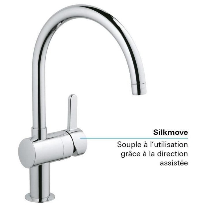 GROHE Robinet de cuisine évier Flair, zone rotation 360°, installati