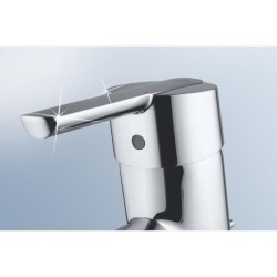 GROHE Robinet de salle de bains lavabo Feel, tirette, bonde clic clac incluse, robinet mousseur économique d'eau, taille S, 325