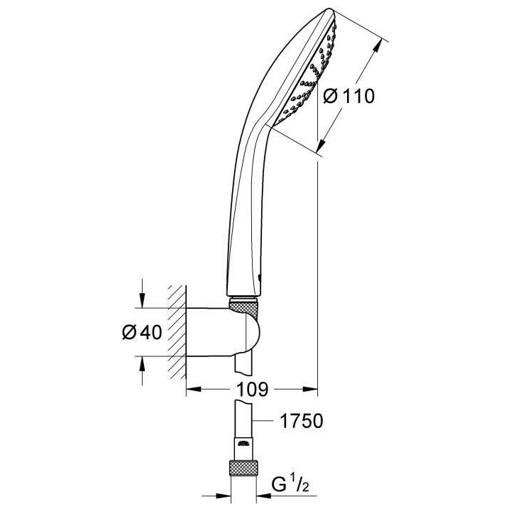 GROHE Ensemble de douche Vitalio Joy 110, douchette Vitalio Joy 1 jet,