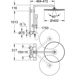 GROHE Colonne de douche Rainshower 400 27174001 - Mitigeur thermostatique - Limiteur de température - Chrome