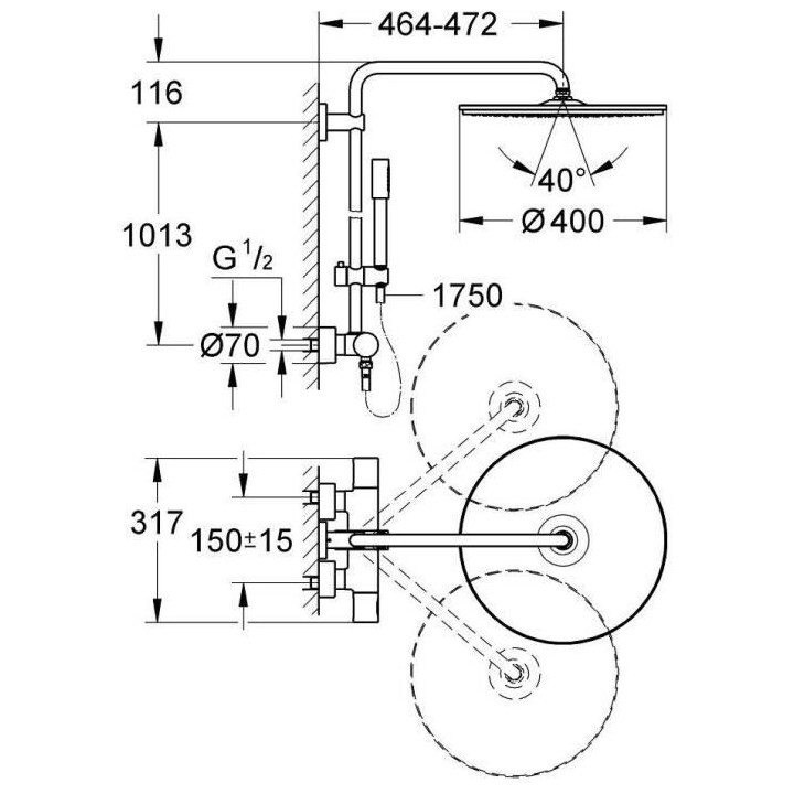 GROHE Colonne de douche Rainshower 400 27174001 - Mitigeur thermostati