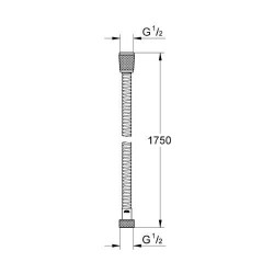 GROHE Flexible tuyau de douche métallique VitalioFlex Metal 1750mm, anti-pliures, raccord fileté universel 1/2, chromé, 27503