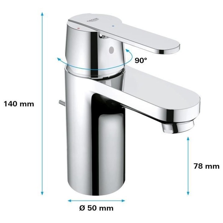 Mitigeur lavabo GET monocommande chromé taille S - GROHE - 31148000