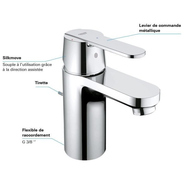 Mitigeur lavabo GET monocommande chromé taille S - GROHE - 31148000