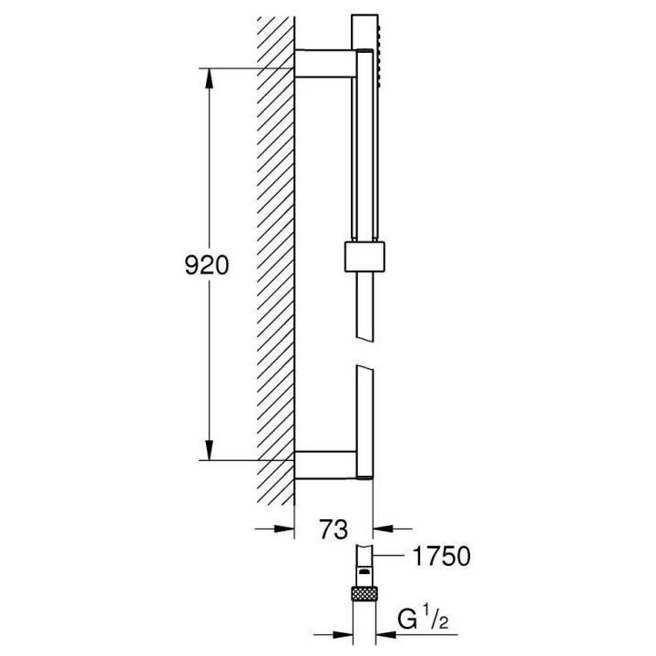 GROHE Ensemble de douche 1 jet Euphoria Cube Stick 27700000 - Barre de