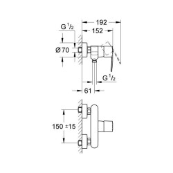 GROHE Mitigeur monocommande Douche Wave Cosmopolitan, montage mural, raccord fileté 1/2, rosaces incluses, chromé 23208000