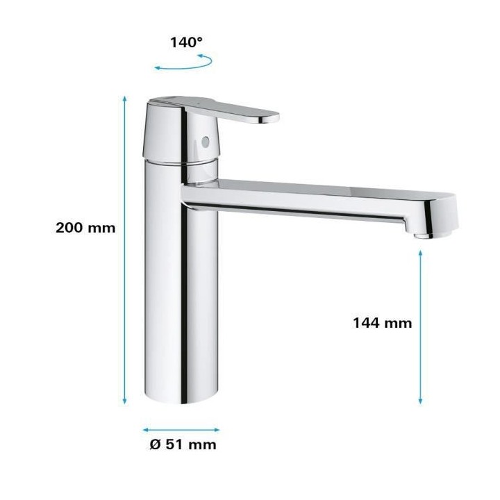 Mitigeur évier monocommande GET bec medium - GROHE - 30204000