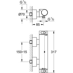 GROHE Mitigeur thermostatique douche Grohtherm 2000 34446001 - Limiteur de température - Economie d'eau - Chrome