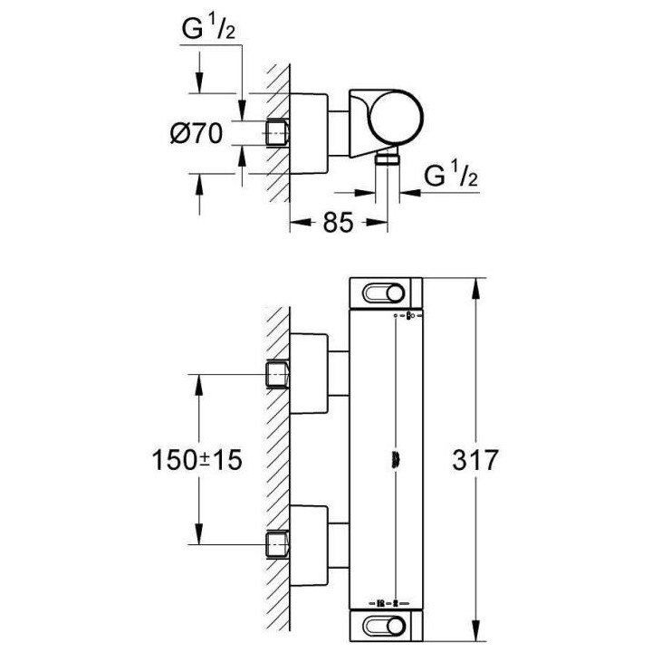 GROHE Mitigeur thermostatique douche Grohtherm 2000 34446001 - Limiteu