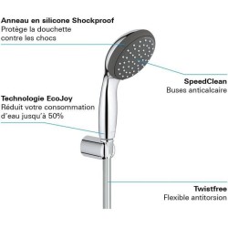 GROHE Ensemble de douche 2 jets avec support mural Vitalio Start 100 Chromé 27950000