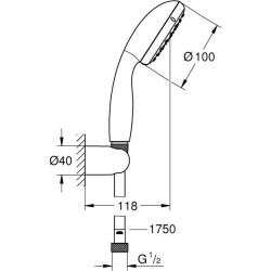 GROHE Ensemble de douche 2 jets avec support mural Vitalio Start 100 Chromé 27950000