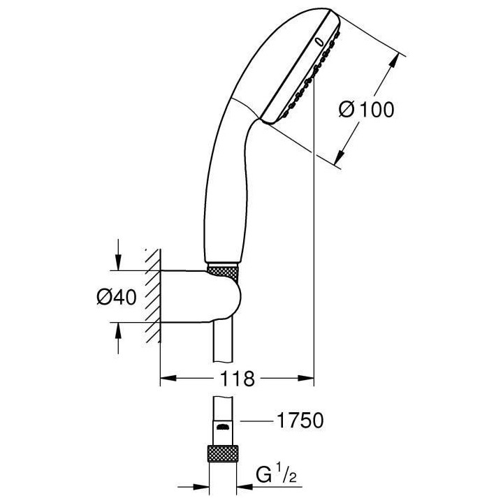 GROHE Ensemble de douche 2 jets avec support mural Vitalio Start 100 C