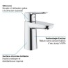 GROHE Robinet de salle de bains lavabo Start Edge, sans tirette, robinet mousseur économique d'eau, taille S, 23344000