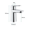 GROHE Robinet de salle de bains lavabo Start Edge, sans tirette, robinet mousseur économique d'eau, taille S, 23344000