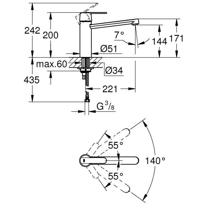 GROHE Mitigeur monocommande Evier Get Supersteel 30196DC0