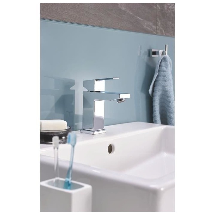 GROHE Robinet lavabo de salle de bains Sail cube, taille S, tirette de