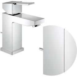 GROHE Robinet lavabo de salle de bains Sail cube, taille S, tirette de vidage, mitigeur avec mousseur économique d'eau, 2343500