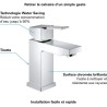 GROHE Robinet lavabo de salle de bains Sail cube, taille S, tirette de vidage, mitigeur avec mousseur économique d'eau, 2343500