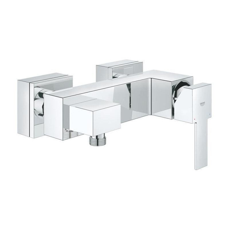 GROHE Robinet de douche mitigeur Sail Cube, montage mural, rosaces carrées incluses, levier en métal, sorties 1/2, 23437000