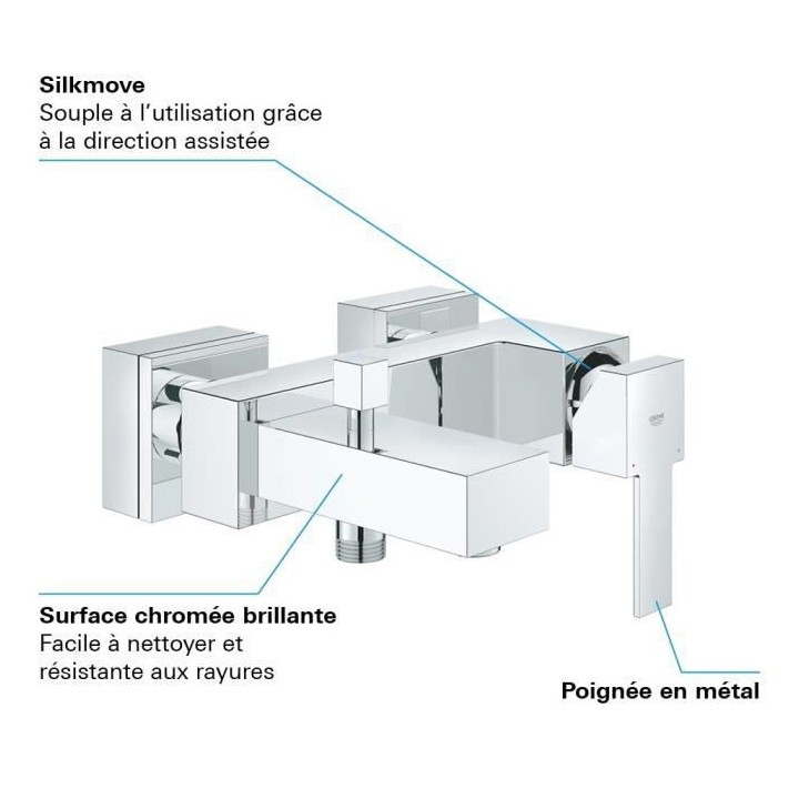 GROHE Mitigeur monocommande Bain / Douche Sail Cube Chromé 23438000