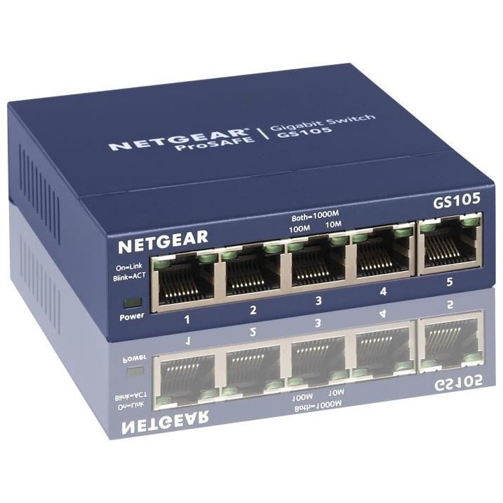 NETGEAR GS105 Switch Ethernet 5 ports Métal Gigabit (10/100/1000), Pr