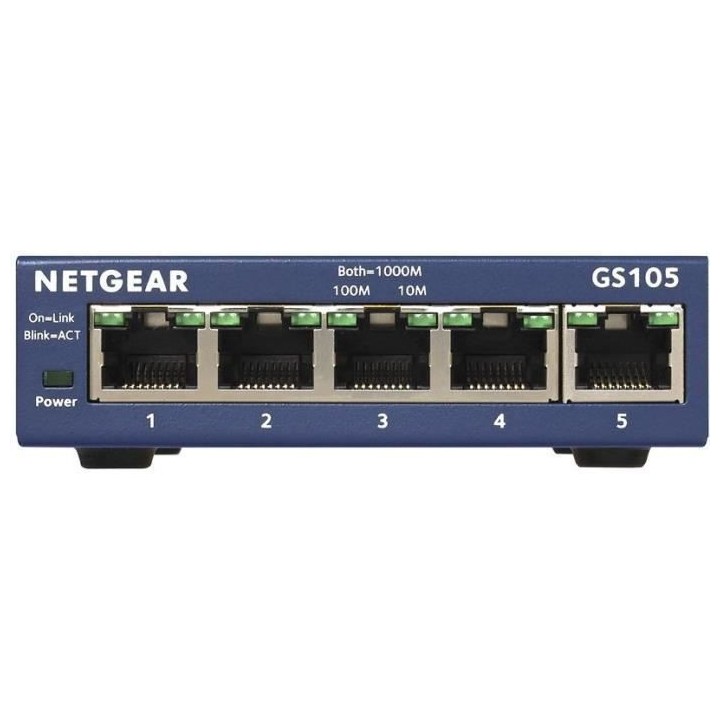 NETGEAR GS105 Switch Ethernet 5 ports Métal Gigabit (10/100/1000), Pr