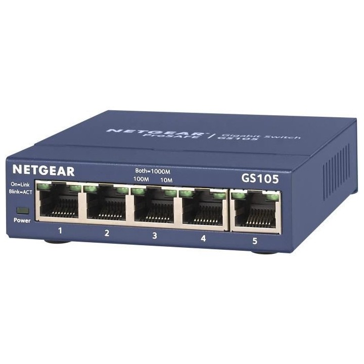 NETGEAR GS105 Switch Ethernet 5 ports Métal Gigabit (10/100/1000), Pr