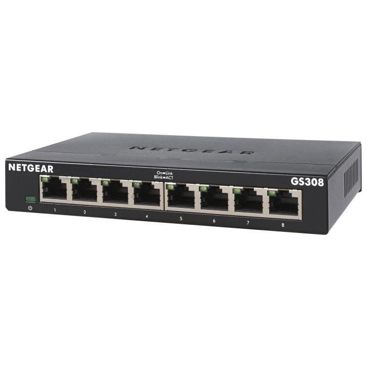 NETGEAR GS308-300PES Switch Ethernet Métal 8 ports Gigabit (10/100/10
