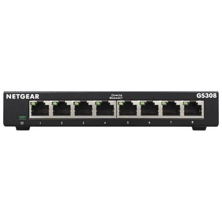 NETGEAR GS308-300PES Switch Ethernet Métal 8 ports Gigabit (10/100/10