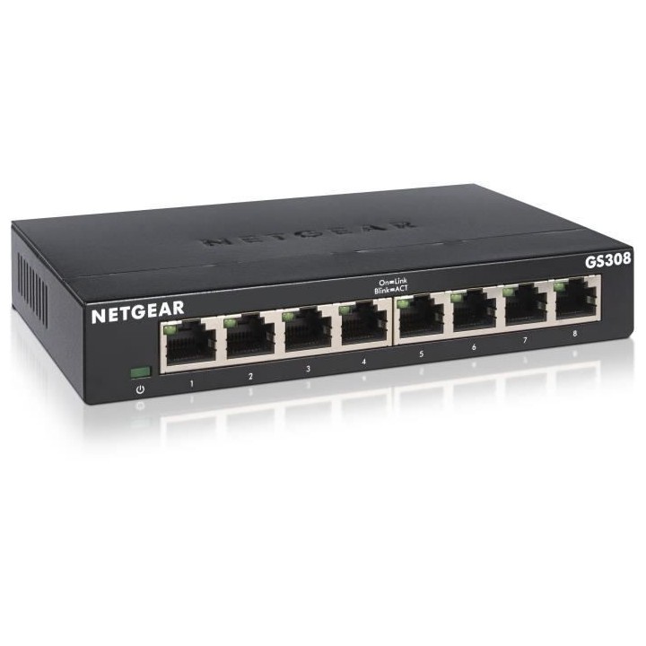 NETGEAR GS308-300PES Switch Ethernet Métal 8 ports Gigabit (10/100/10