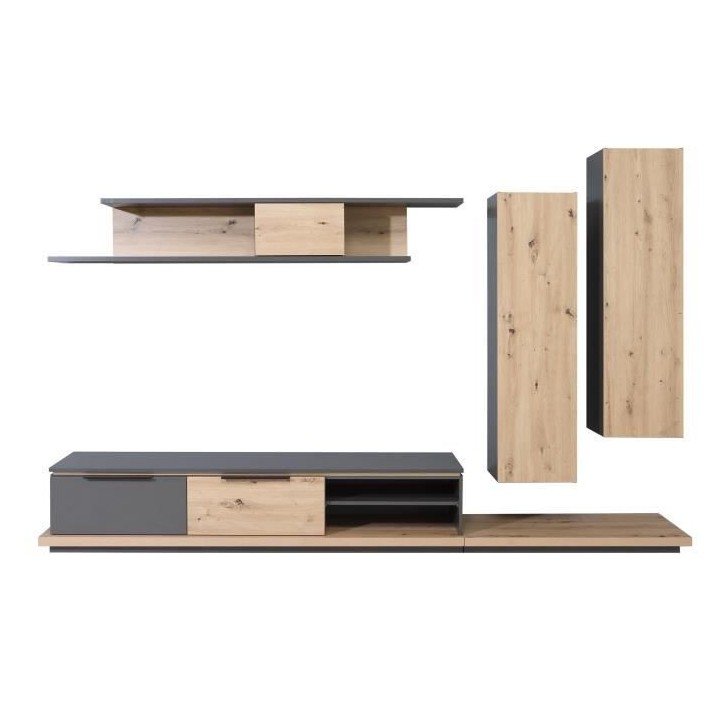 Ensemble meuble TV - Contemporain - GREY STAR - L 280 x P 45 x H 178 c