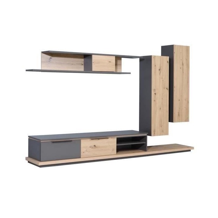 Ensemble meuble TV - Contemporain - GREY STAR - L 280 x P 45 x H 178 c