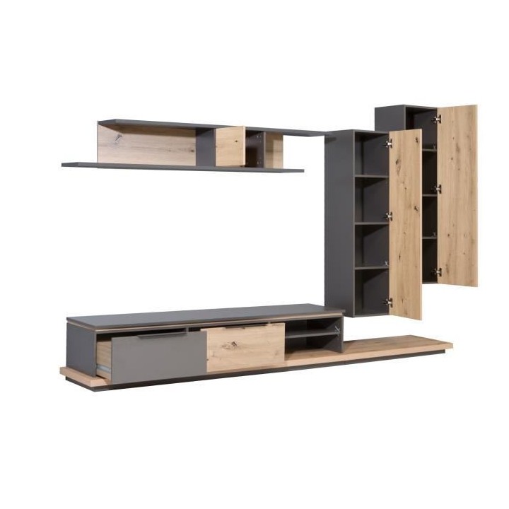 Ensemble meuble TV - Contemporain - GREY STAR - L 280 x P 45 x H 178 c