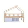 ELIDJA Lit cabane surélevé enfant 90x190 cm avec bacs de rangements - Pin massif - Bicolor Brut et blanc - Sommier inclus