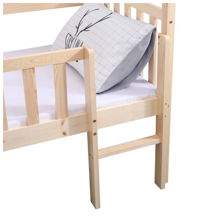 ELIDJA Lit cabane surélevé enfant 90x190 cm avec bacs de rangements