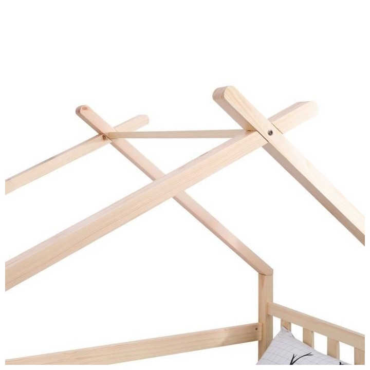 ELIDJA Lit cabane surélevé enfant 90x190 cm avec bacs de rangements