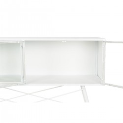 Meuble d'Appoint DKD Home Decor Blanc Métal Verre 120 x 35 x 80 cm