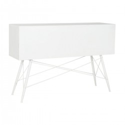 Meuble d'Appoint DKD Home Decor Blanc Métal Verre 120 x 35 x 80 cm