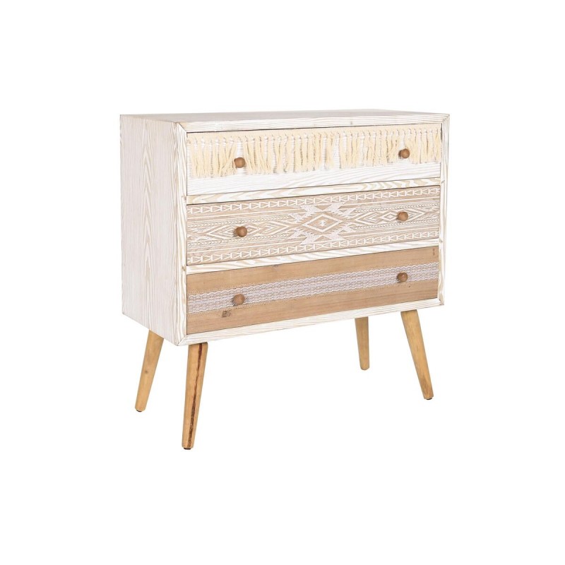 Commode DKD Home Decor Sapin Naturel Coton Blanc (80 x 35 x 80 cm)