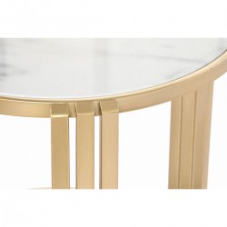 Table d'appoint DKD Home Decor 49 x 49 x 50 cm Doré Métal Blanc Marbre