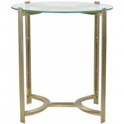 Table d'appoint DKD Home Decor Verre Doré Acier (44 x 44 x 48 cm)