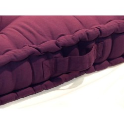 Coussin de sol Grand Format 100% Coton 60x60x15 cm AUBERGINE