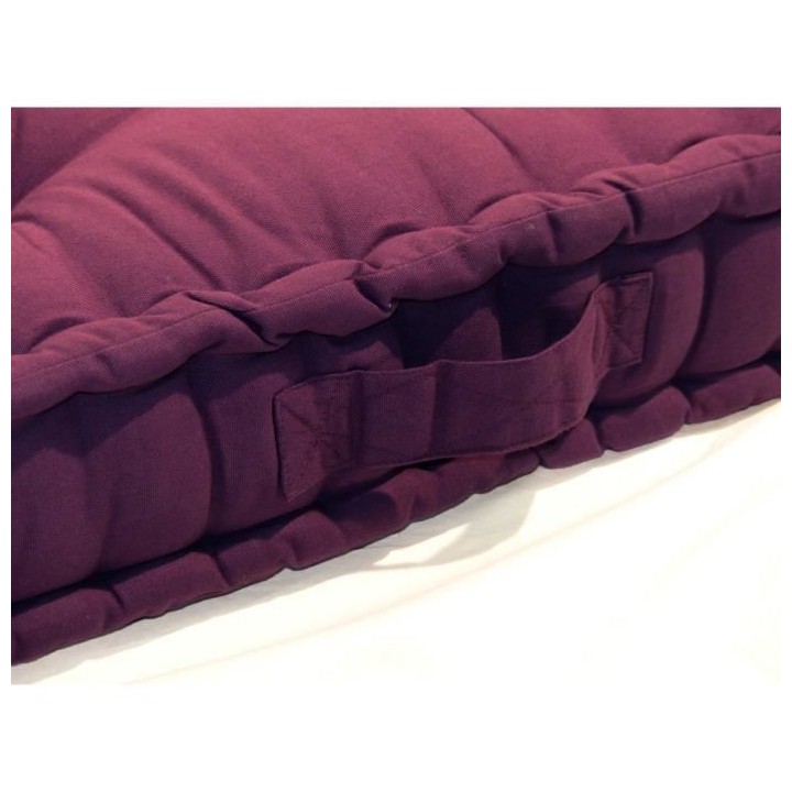 Coussin de sol Grand Format 100% Coton 60x60x15 cm AUBERGINE