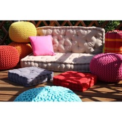 Coussin de sol Grand Format 100% Coton 60x60x15 cm AUBERGINE