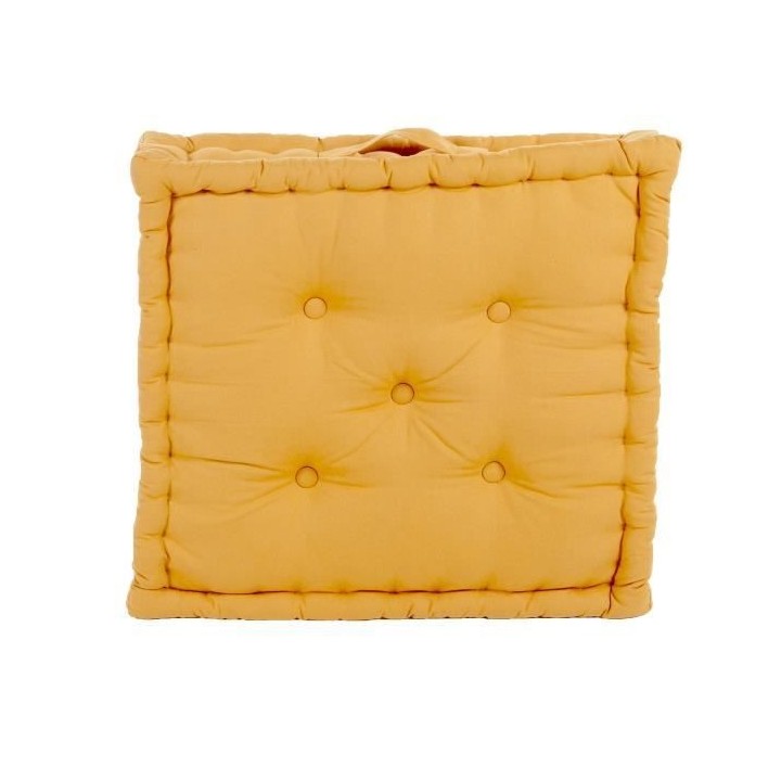 Coussin de sol Grand Format 100% Coton 60x60x15 cm MOUTARDE