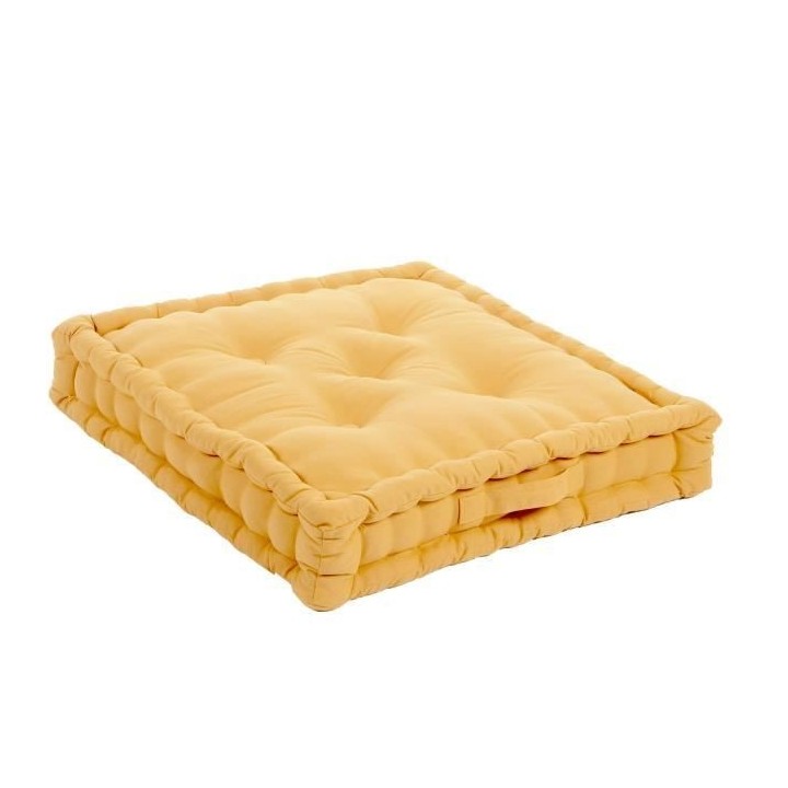 Coussin de sol Grand Format 100% Coton 60x60x15 cm MOUTARDE