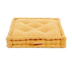 Coussin de sol Grand Format 100% Coton 60x60x15 cm MOUTARDE