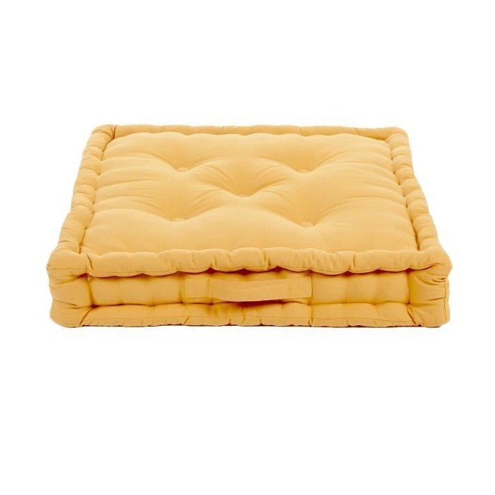 Coussin de sol Grand Format 100% Coton 60x60x15 cm MOUTARDE