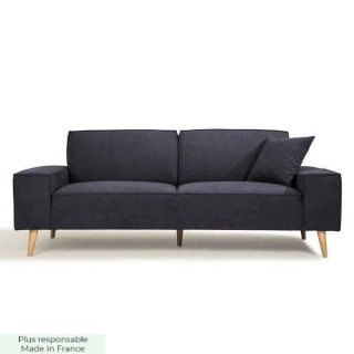 Hexagone - Canapé droit 3 places - Tissu Bleu - L 216 x P 90 x H 80 c